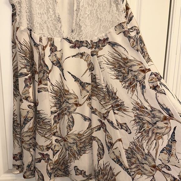 She + Sky chiffon lace lined dress Large Silk floral y2k babydoll - Picture 7 of 11